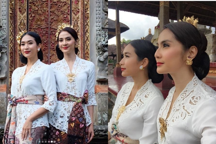 Pakai baju adat Bali, Happy Salma & Maudy Koesnaedi bak saudara kembar