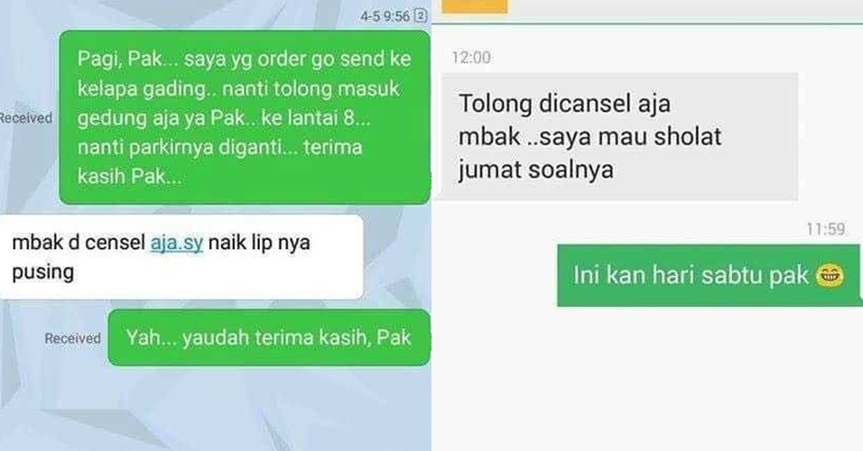 11 Chat driver ojek online dengan pelanggan ini kocaknya kebangetan