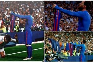 7 Gambar lucu selebrasi kemenangan Messi di el clasico
