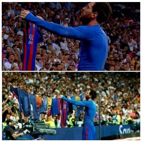 7 Gambar lucu selebrasi kemenangan Messi di el clasico