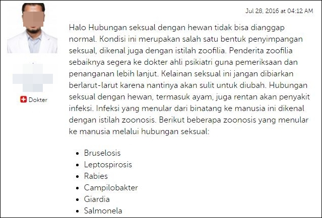 Bocah ini bertanya akibat seks dengan ayam, jawaban dokter bikin kaget