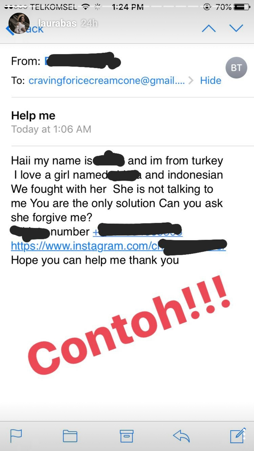 Laura Basuki tiba-tiba ngamuk kepada fansnya di Instagram, ada apa ya?