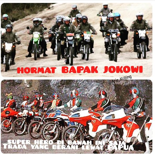 10 Editan foto Jokowi saat naik motor trail ini kocak abis