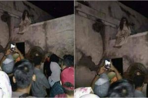 Penampakan sosok berambut panjang di atap gereja, bikin geger netizen