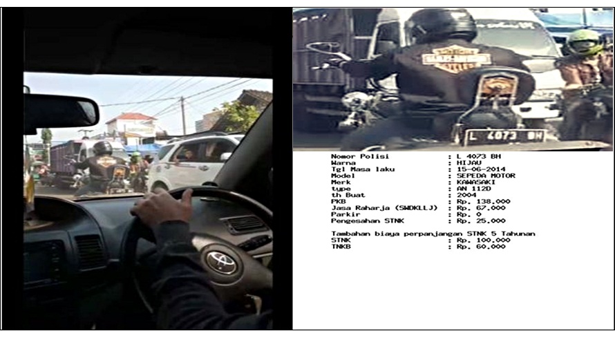 Sudah patahkan spion, polisi ini ternyata kawal motor berpelat palsu