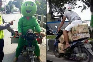 10 Foto ulah lucu pengendara motor di Indonesia, ada-ada aja