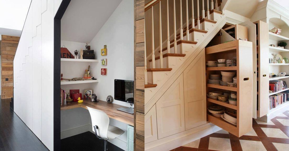 12 Ide kreatif manfaatkan area kosong bawah tangga, leh uga nih