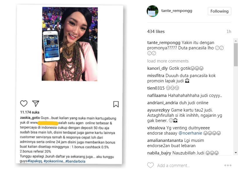 Jadi Duta Pancasila, Zaskia Gotik dikritik saat promosi game judi