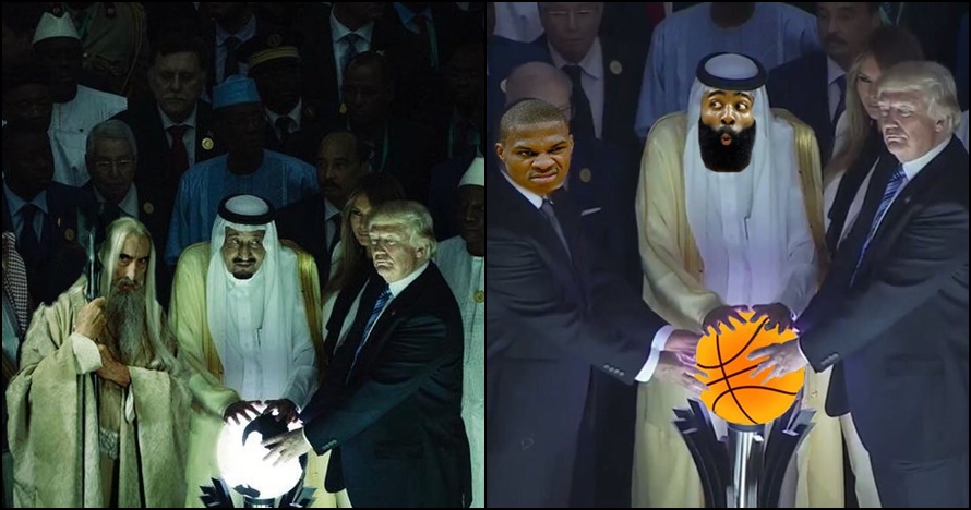 10 Foto editan Donald Trump dengan Raja Salman ini bikin kaku perut