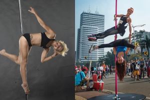 10 Gaya Vicky Burki bermain pole dance, enerjik dan bersemangat