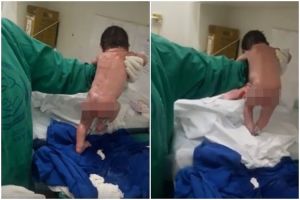 Baru lahir langsung berusaha jalan, bayi ini bikin heboh dunia maya