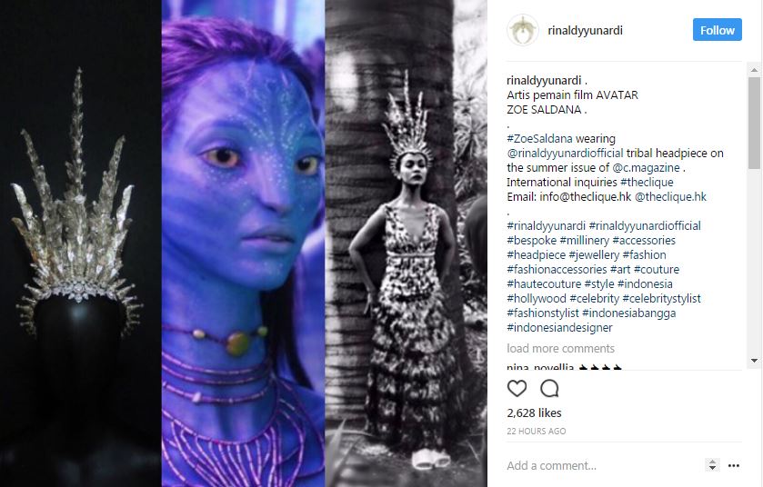 Karya desainer Indonesia ini dipakai aktris film Avatar Zoe Saldana