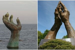 Misteri 9 patung tangan raksasa di dunia, ada yang dari Bandung