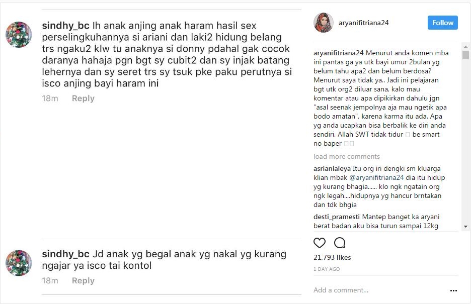 Anaknya dihina, Aryani Fitria sarankan 'jangan ngetik seenak jempol'