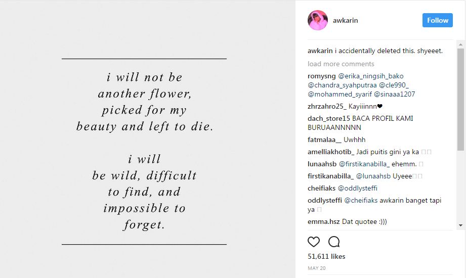 Putus dari Oka, Awkarin posting 7 quote bijak ini