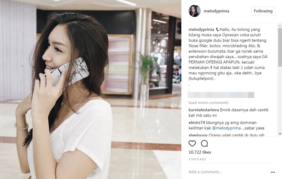 Bukan operasi plastik, ini lho 4 perawatan yang dilakukan Melody Prima