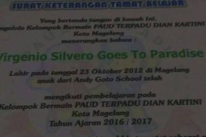 Nama bocah ini super unik, Virgenio Silvero Goes To Paradise