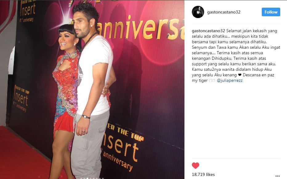 Ini ucapan bela sungkawa Gaston atas meninggalnya Julia Perez