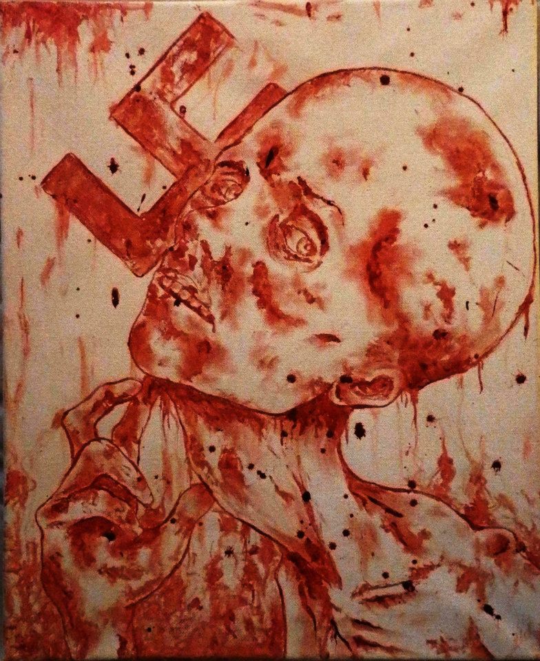 Seniman ini bikin lukisan seram dengan darahnya sendiri, duh ngeri 