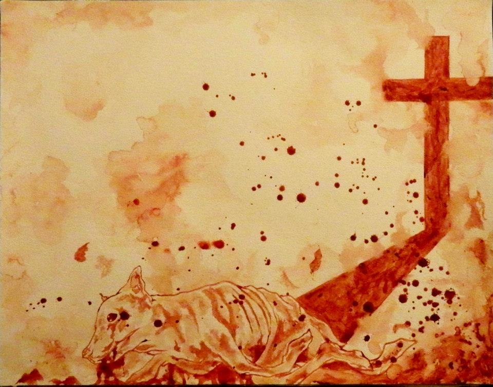 Seniman ini bikin lukisan seram dengan darahnya sendiri, duh ngeri 