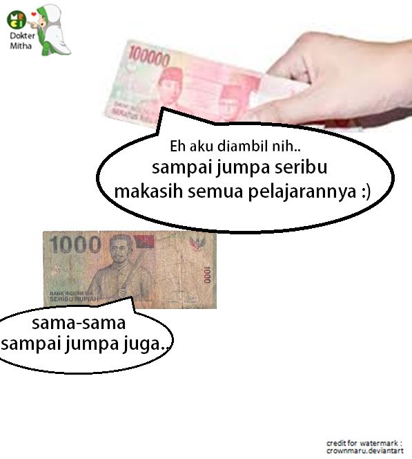 Obrolan imajiner uang Rp 1000 dengan Rp 100 ribu ini penuh makna