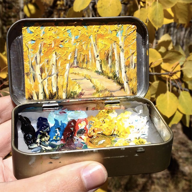Seniman ini lukis pemandangan dalam kotak mini, ini 15 karyanya