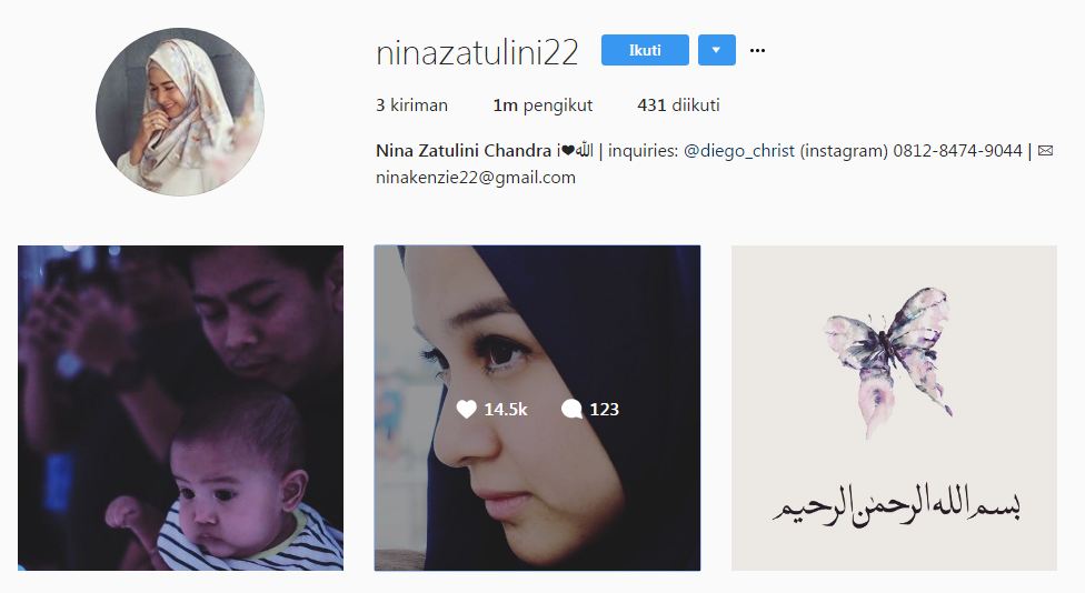 Nina Zatulini menghapus semua foto di Instagramnya, ada apa ya?