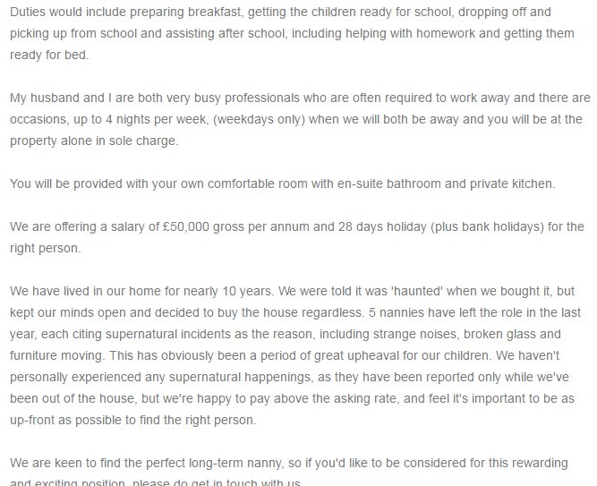 Tak disangka, gaji pengasuh anak di rumah angker ini fantastis