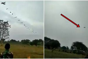 Video saat prajurit TNI telat lepas parasut saat terjun payung