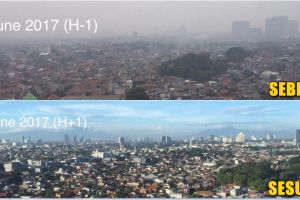 Potret langit Jakarta sebelum dan sesudah lebaran ini memukau banget
