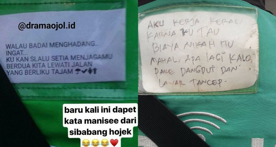 7 Tulisan kocak di jaket driver ojek online ini bikin penumpang ngakak