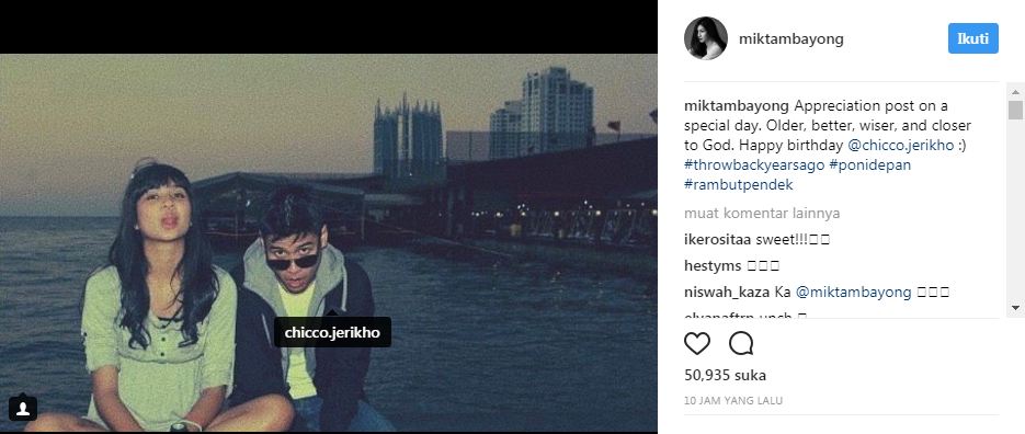 Ucapan spesial Mikha Tambayong di ultah Chicco Jerikho, sudah jadian?