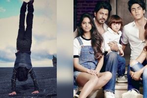5 Foto bukti Shah Rukh Khan dan keluarganya hobi lakukan headstand