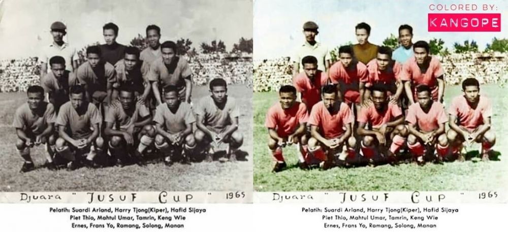 10 Foto lawas sepak bola Indonesia ini diwarna ulang, jadi makin hidup