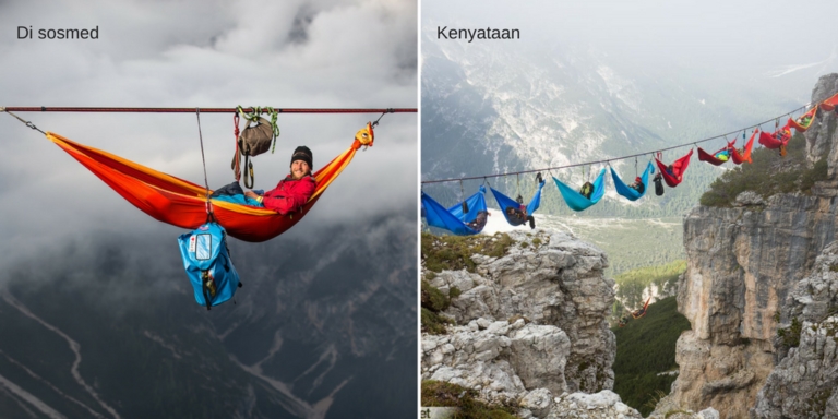 10 Potret media sosial vs realita para pendaki gunung