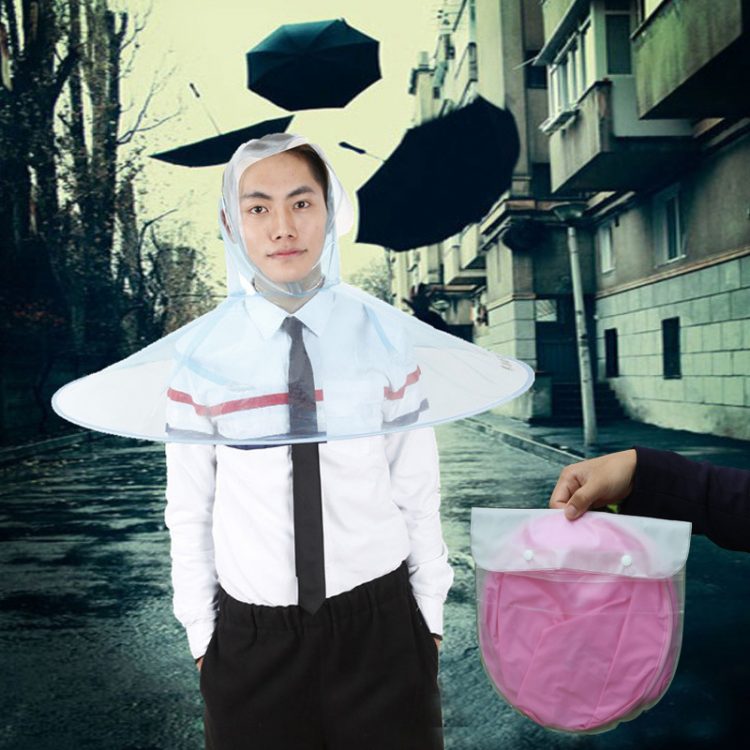 Payung kepala unik asal China ini praktis dibawa, cocok untuk pejalan