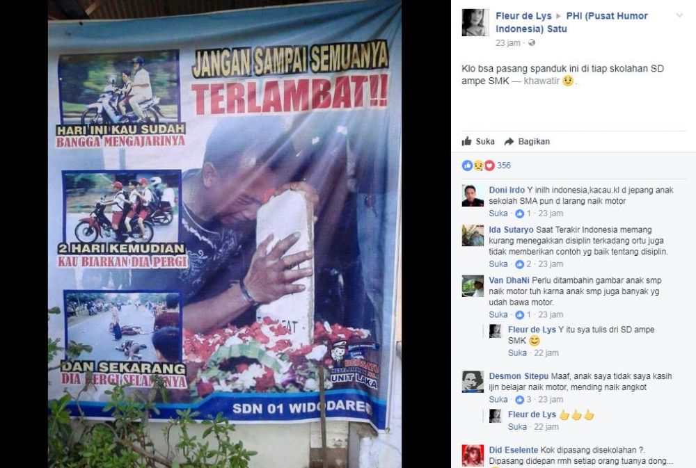 Poster imbauan ini 'tampar' orangtua yang izinkan anak SD naik motor