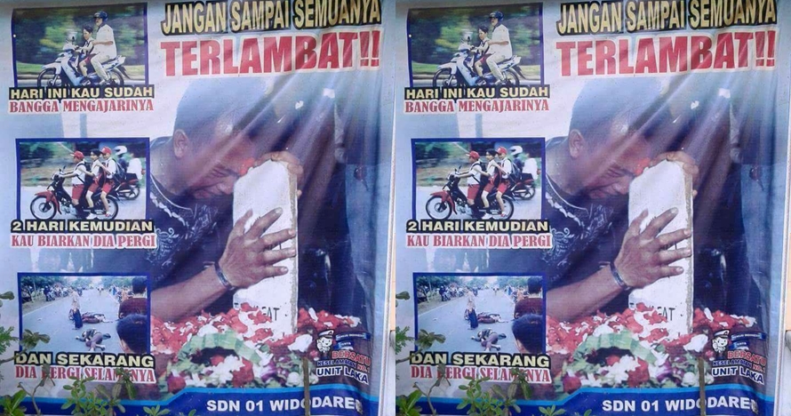 Poster imbauan ini 'tampar' orangtua yang izinkan anak SD naik motor