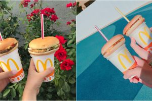 10 Potret makan burger ditusuk sedotan ini lagi tren di Jepang