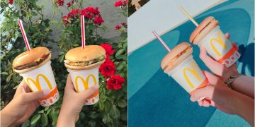10 Potret makan burger ditusuk sedotan ini lagi tren di Jepang