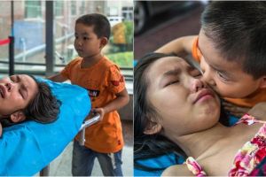 Potret bocah antar kakaknya ke rumah sakit ini bikin netizen tersentuh