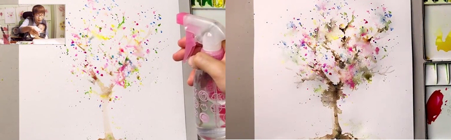 Pia ini melukis pakai alat seadanya, hasilnya luar biasa