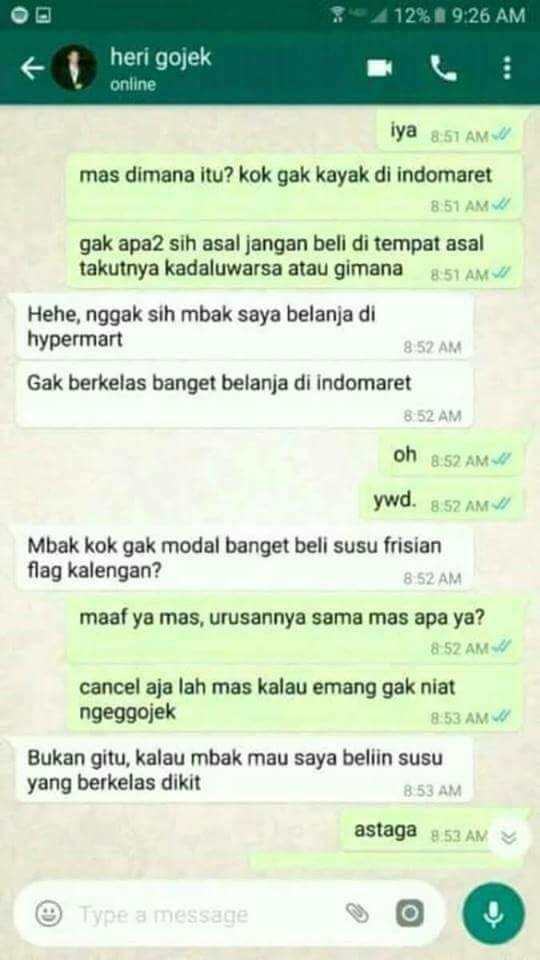Obrolan order belanja lewat jasa online ini bikin geregetan