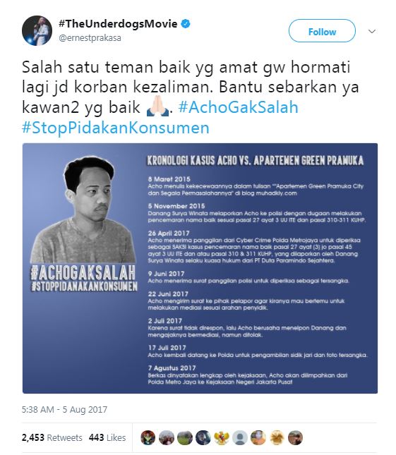 Lika-liku kasus komika Acho, dari curhatan berujung dijerat pasal ITE