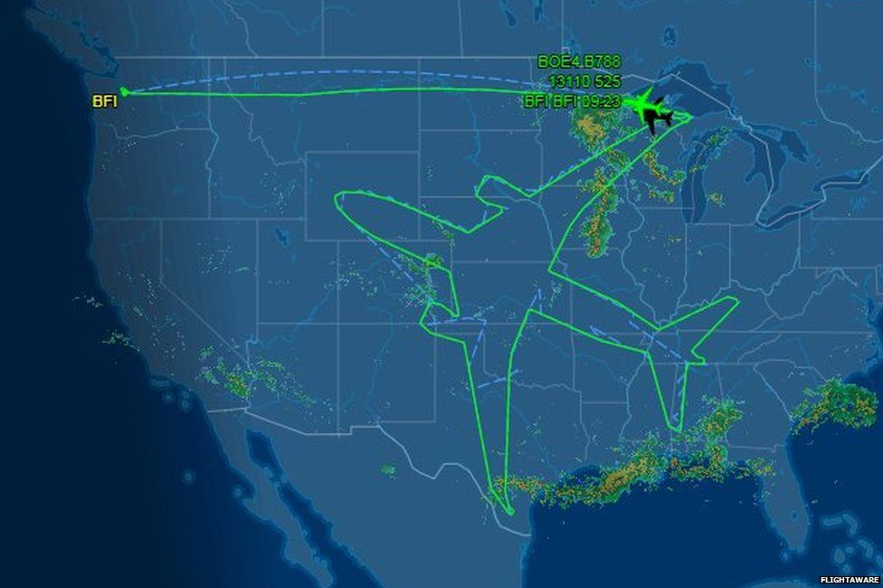 Terbang 18 jam, rute pilihan pilot ini ternyata membentuk pola pesawat