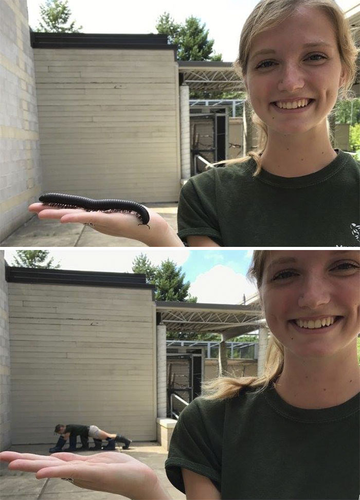 15 Foto lucunya penjaga kebun binatang tirukan aksi hewan, totalitas