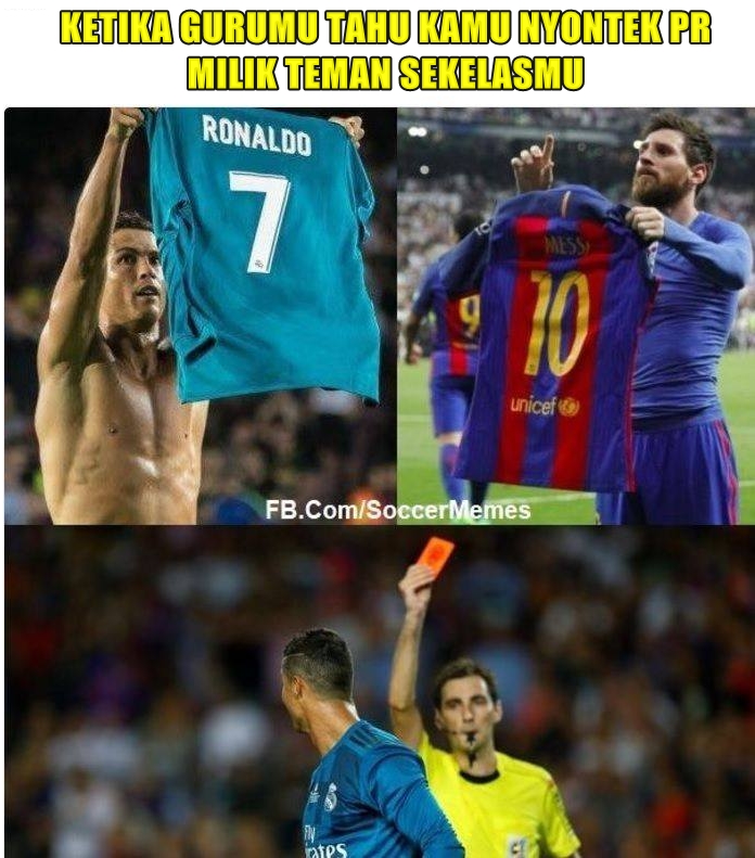 10 Meme 'jemur baju' ala Ronaldo & Messi bikin fans layar kaca ribut
