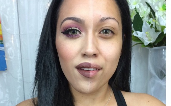 10 Potret makeup separuh wajah, bedanya terlihat banget