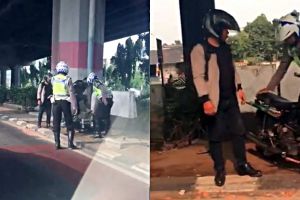Tolak ditilang, pemotor ini injak-injak motornya di depan polisi