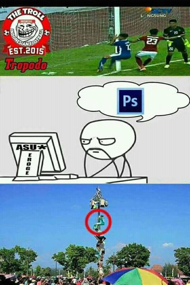 10 Foto editan pemain Timnas Filipina tabrak gawang ini kelewat kocak